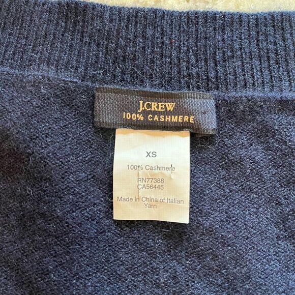 J. Crew Navy V-Neck Cashmere Sweater sz XS - Picture 5 of 5